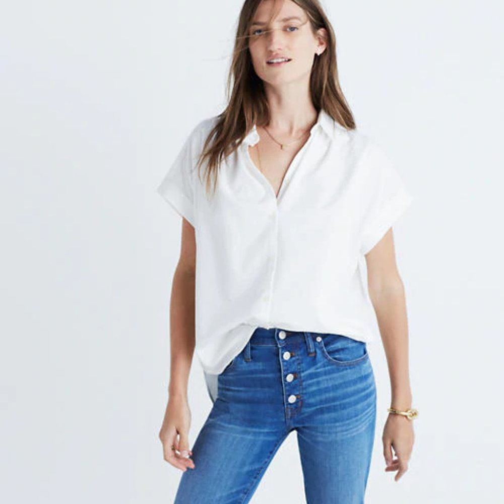 Madewell Central Shirt in Pure White (XXS)